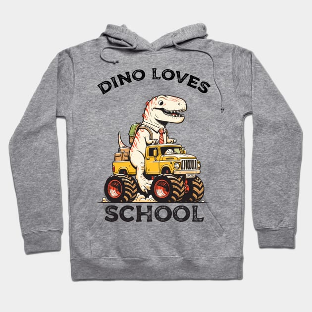 Dino ridding monster truck Hoodie by Yopi